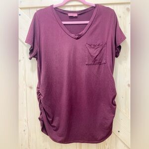 ❤️❤️Rag Doll Mauve Purple Maternity Short Sleeve Top W Front Pocket